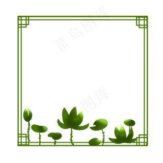 中国风绿色荷花边框