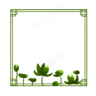 中国风绿色荷花边框