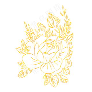 烫金金粉线条手绘花