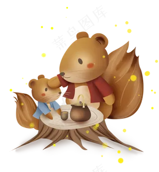 母亲节洞里的松鼠母子