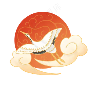 祥云仙鹤国潮装饰 祥云仙鹤国潮装饰