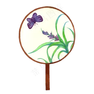 水彩手绘扇子装饰画,免抠元素