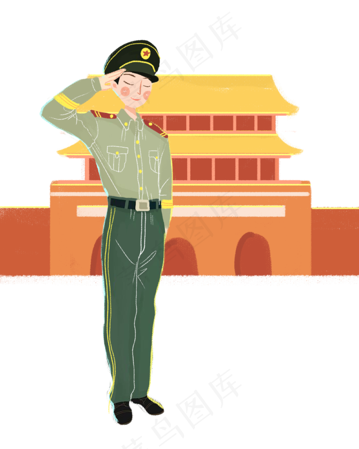 八一建军节军人敬礼png素材(2000X2500(DPI:300))psd模版下载