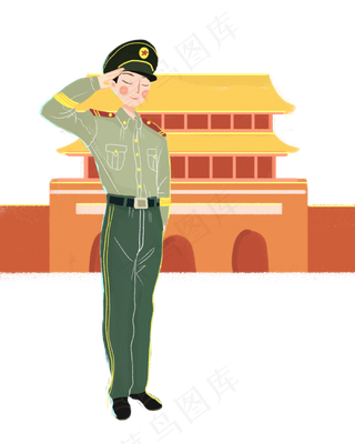 八一建军节军人敬礼png素材