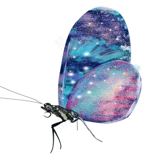 中国风梦幻水彩蝴蝶png下载,免抠元素