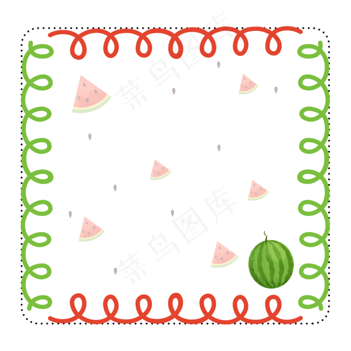夏季西瓜边框(2000X2000(DPI:300))psd模版下载