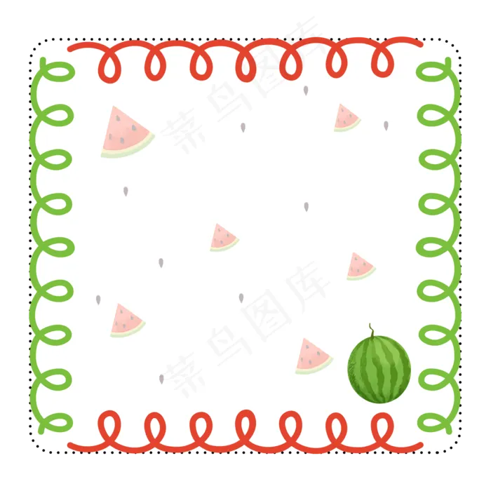 夏季西瓜边框(2000X2000(DPI:300))psd模版下载
