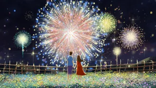 情人节浪漫烟花星空治愈系