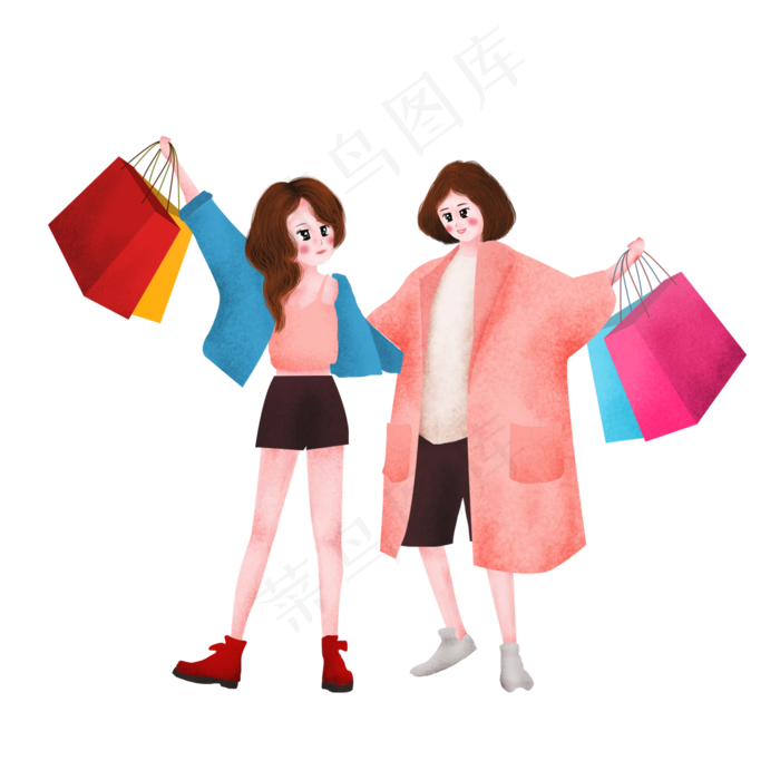 手绘卡通狂欢购物