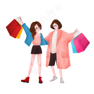 手绘卡通狂欢购物