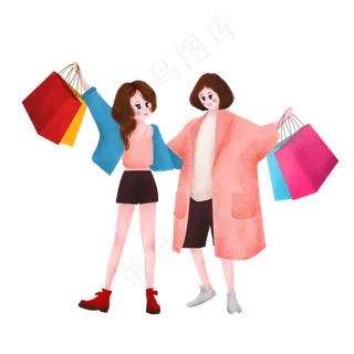 手绘卡通狂欢购物