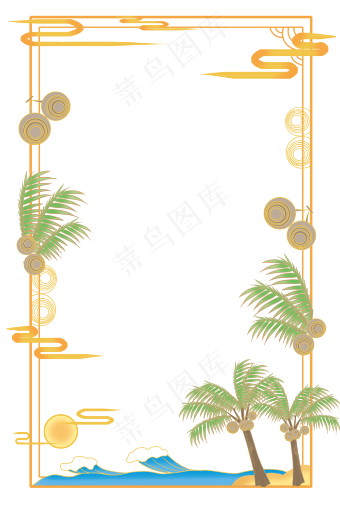 热带植物边框(2000X3000(DPI:300))psd模版下载