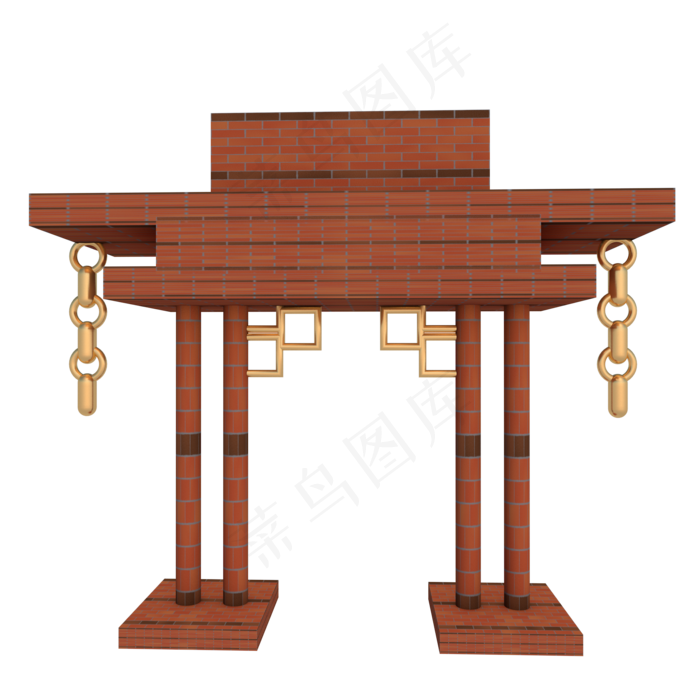 C4D立体砖头纹门头,免抠元素