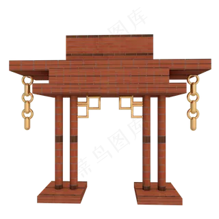 C4D立体砖头纹门头,免抠元素
