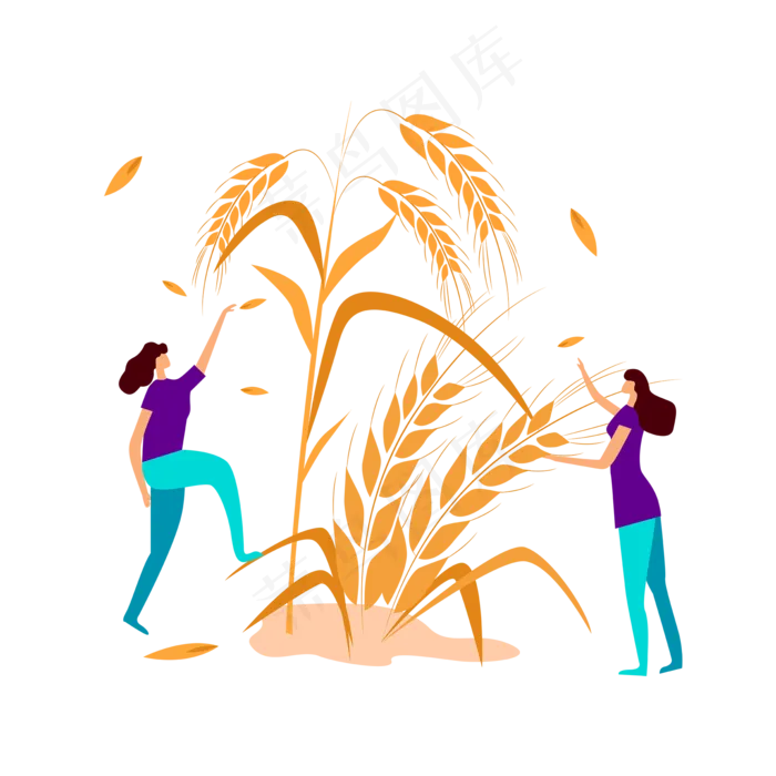 秋收芒种捡麦穗(2000X2000)ai矢量模版下载