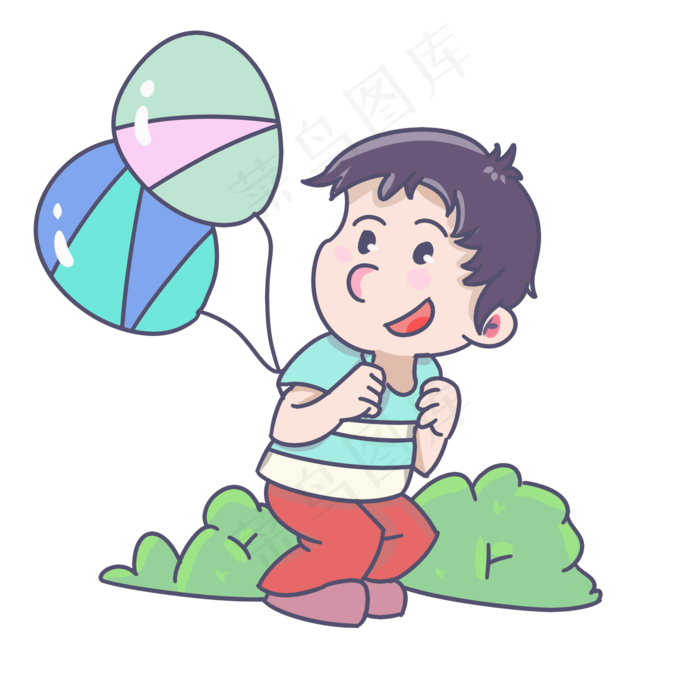 儿童节玩耍的小男孩手绘(2000X2000(DPI:299))psd模版下载