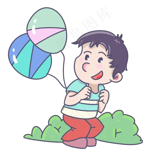 儿童节玩耍的小男孩手绘(2000X2000(DPI:299))psd模版下载