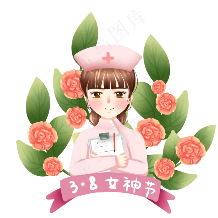 三八女神节女护士职业节日快乐小,免抠元素(2000X2000(DPI:299))psd模版下载