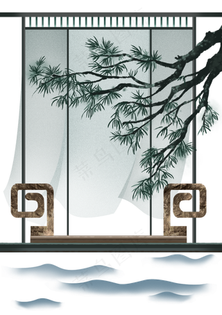 新中式水墨场景插图