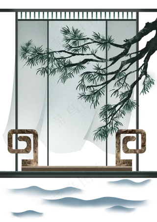 新中式水墨场景插图