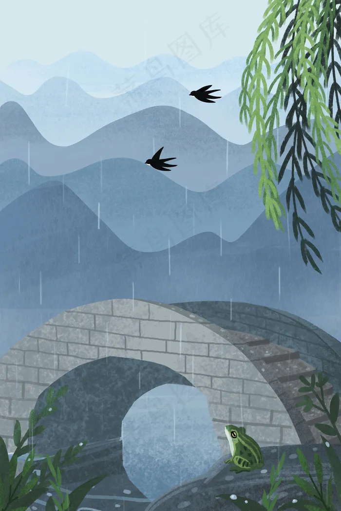 2019年节气谷雨(3545X5315(DPI:300))psd模版下载