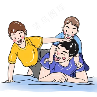 父亲节卡通手绘父子玩耍组合 父亲节卡通手绘父子玩耍组合