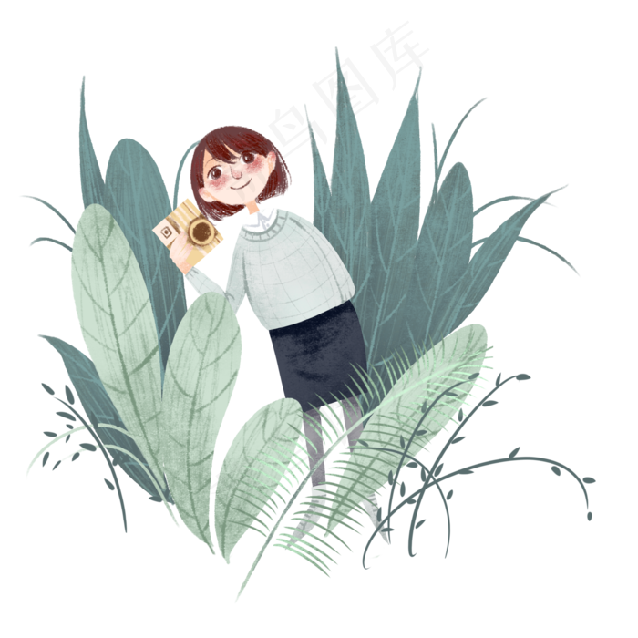 手绘春分拍照插画,免抠元素