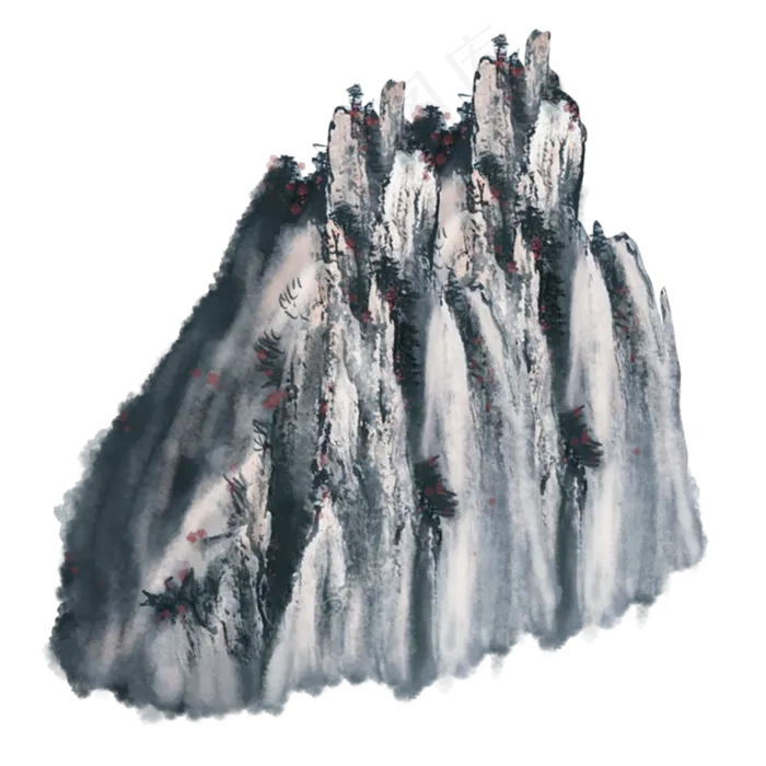 手绘中国风山水水墨画PNG素材(2000X2000(DPI:300))psd模版下载