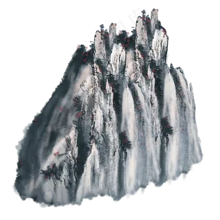 手绘中国风山水水墨画PNG素材