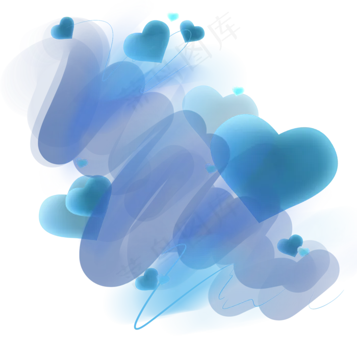 蓝色炫彩浪漫心(2000X2000(DPI:300))psd模版下载