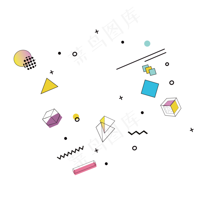 孟菲斯几何创意图案(523X523)eps,ai矢量模版下载