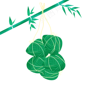 端午节小清新手绘装饰图案挂在竹