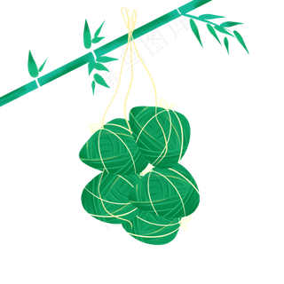 端午节小清新手绘装饰图案挂在竹