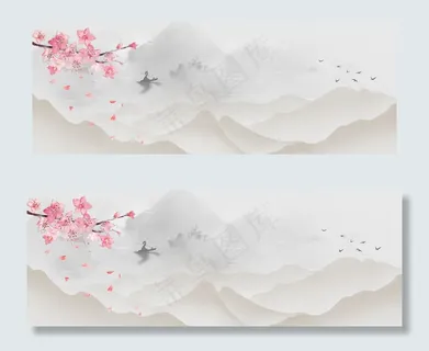 手绘中国风山水风景banner 手绘中国风山水风景banner