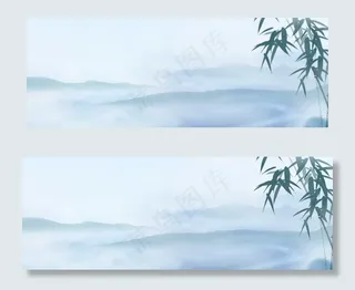 中国风手绘场景古风水墨banner