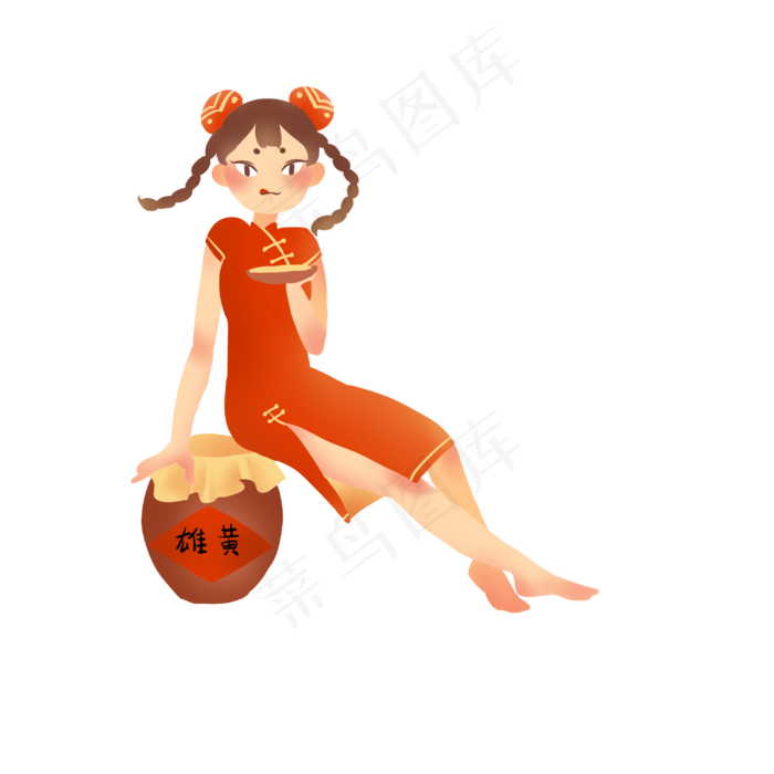 端午拿雄黄酒女孩(3000X3000(DPI:300))psd模版下载