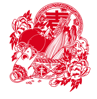 剪纸鼠年大丰收,免抠元素