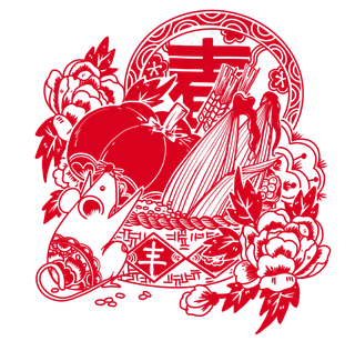 剪纸鼠年大丰收,免抠元素
