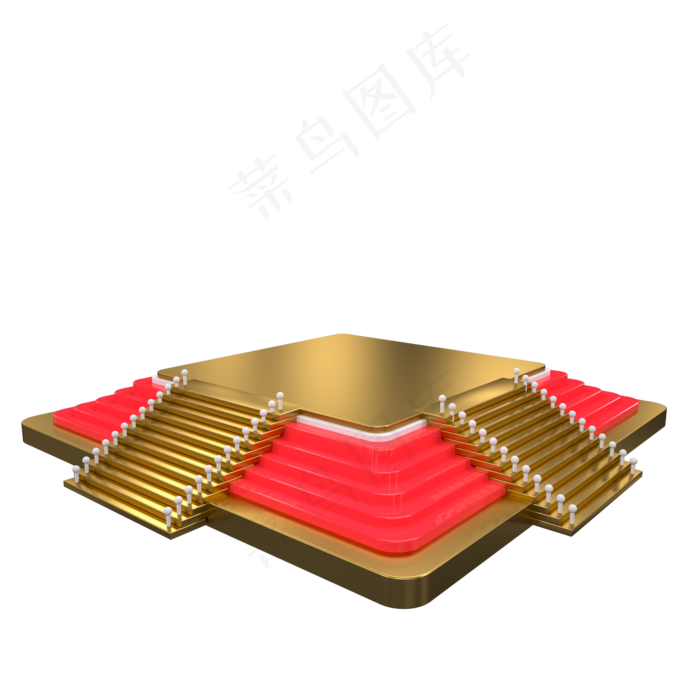 3D立体矩形黄金舞台,免抠元素