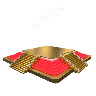 3D立体矩形黄金舞台,免抠元素