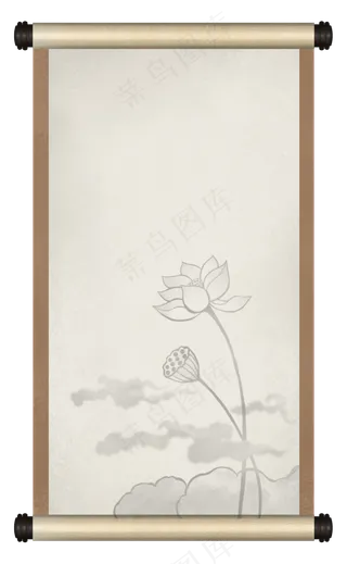 古风水墨画卷画布