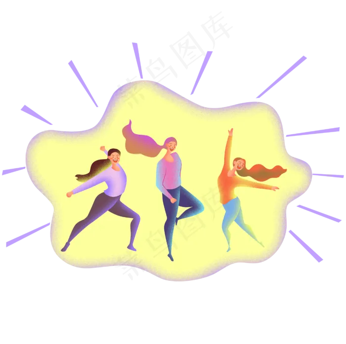 扁平商务噪点人物健身操,免抠元素(3015*3000px 300 dpi )psd模版下载