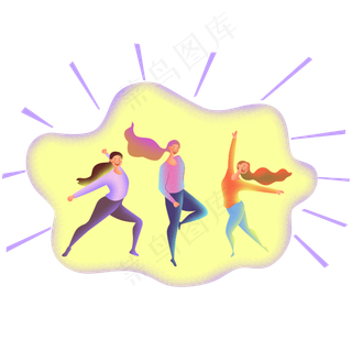 扁平商务噪点人物健身操,免抠元素