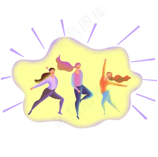 扁平商务噪点人物健身操,免抠元素