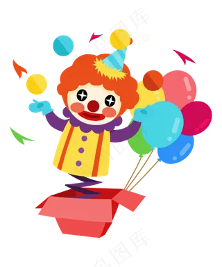 愚人节弹簧小丑装饰,免抠元素