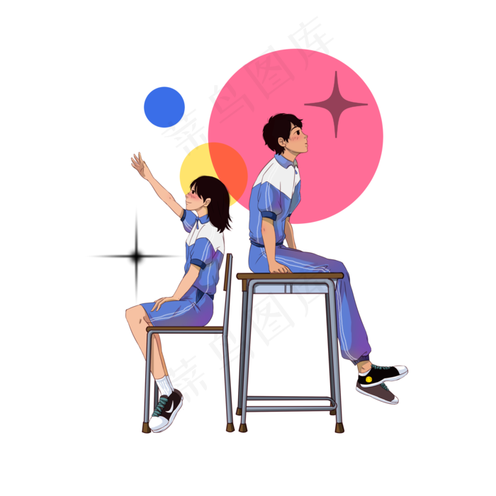 青年节青年人物装饰画(3500X3500(DPI:300))psd模版下载