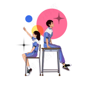 青年节青年人物装饰画