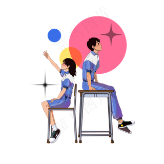 青年节青年人物装饰画