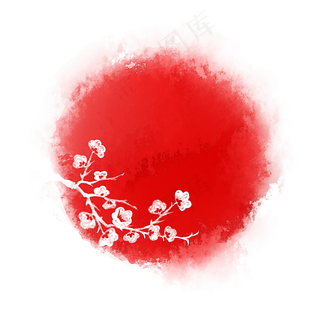 冬梅章圆形左侧梅枝异形章中国风