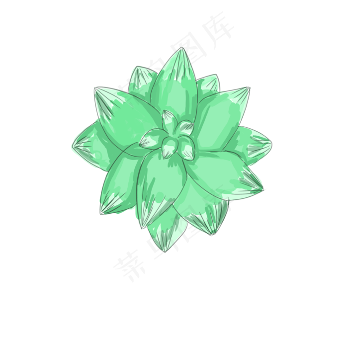 手绘绿色植物朵肉(2000X2000(DPI:300))psd模版下载
